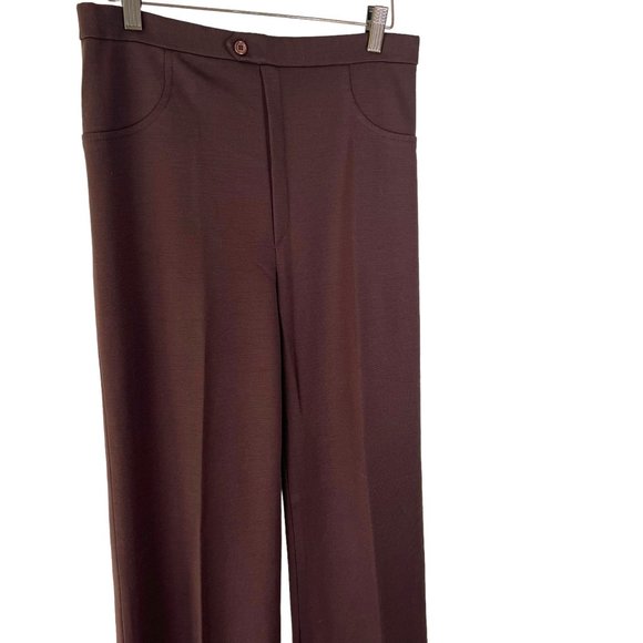 Vintage 70s Dark Brown High Rise Wide Leg Medium Tall - Picture 2 of 9